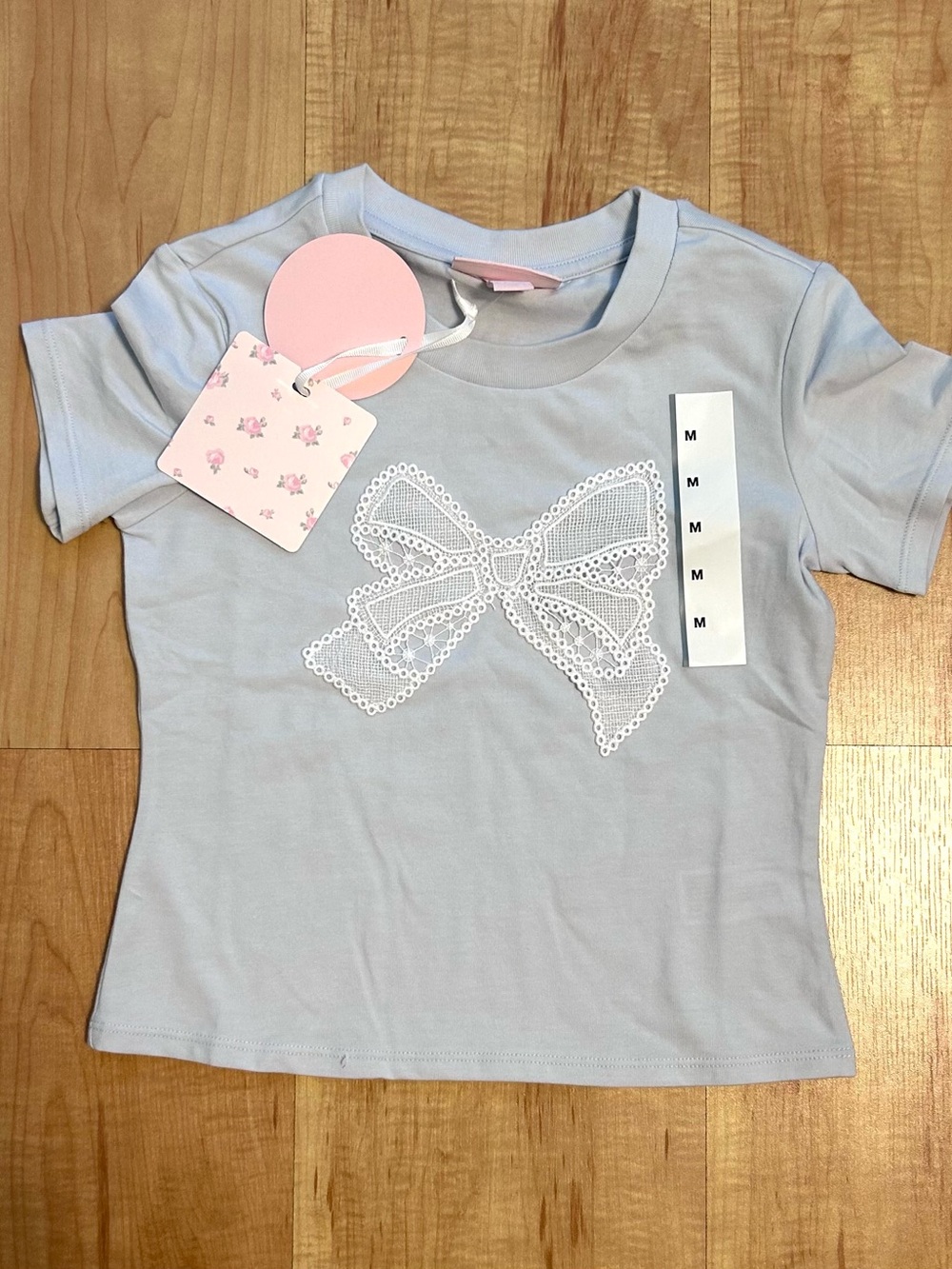 Love Shack Fancy x Target Girls Blue Maeve Applique Bow T-Shirt M